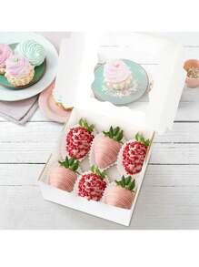 50 Cajas De Panadería Blancas 4x4x2,5 Pulgadas Con Ventana - Blanco - Ver 2