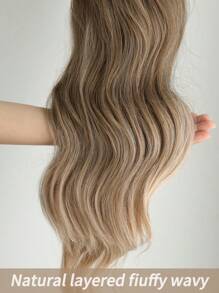 爪形马尾辫接发配件 26 英寸勃艮第自然波浪耐热纤维合成马尾辫发片，适合女性圣诞节、万圣节派对和日常使用 - 漸層棕色 - 查看 9