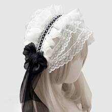 1pc/Set Women's Colorful Butterfly Decor & Wide Lace Headband Hair Accessories, Suitable For Daily Wear And Cosplay, Cute Style, Made Of Polyester And Spandex Halloween Valentine's Day