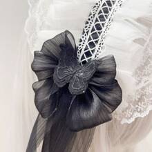 1pc/Set Women's Colorful Butterfly Decor & Wide Lace Headband Hair Accessories, Suitable For Daily Wear And Cosplay, Cute Style, Made Of Polyester And Spandex Halloween Valentine's Day