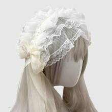 1pc/Set Women's Colorful Butterfly Decor & Wide Lace Headband Hair Accessories, Suitable For Daily Wear And Cosplay, Cute Style, Made Of Polyester And Spandex Halloween Valentine's Day