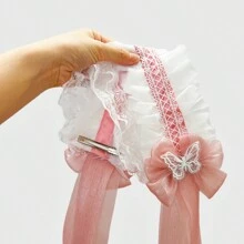 1pc/Set Women's Colorful Butterfly Decor & Wide Lace Headband Hair Accessories, Suitable For Daily Wear And Cosplay, Cute Style, Made Of Polyester And Spandex Halloween Valentine's Day