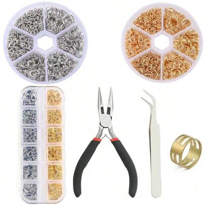 350개/520개/800개 주문 가능한 점프링 로브스터 클래스프 보석 액세서리 키트 핸드메이드 DIY 보석, 팔찌, 귀걸이, 목걸이 제작 용품 및 목걸이 수리용