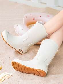 Waterproof Rain Boots, Fashionable Outdoor Unisex Lightweight Soft Sole Rainy Day Shoes, Non-Slip Suitable For Kitchen And All Seasons - White - View 3