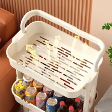 移动存储杰作 - 带手柄的坚固金属实用架、可拆卸储物篮、多功能设计、方便移动、充足的存储空间，适用于厨房、客厅、办公室和更多户外装饰 - 白色 - 查看 5