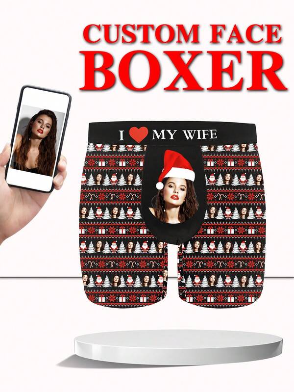 Custom Funny Underwear For Boyfriend - Boxers With Face On Them, Valentine's Day Gifts For Him Boyfriend Husband, 1pc