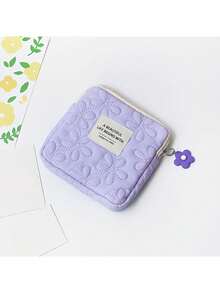 1 chiếc ví đựng tiền xu hình hoa chần bông tươi mới và đơn giản và đơn giản Túi đựng tai nghe di động dung tích lớn đựng đồ lặt vặt Túi nhỏ đựng đồ - Nhiều màu - Xem 6