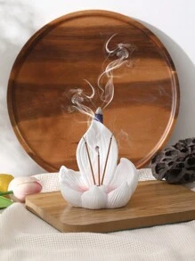 1pc Resin Creative Multipurpose Incense Burner With Lotus Flower Design For Home, Bedroom, Living Room, Office, Temple Decor Rama Decoration - Multicolor - View 2