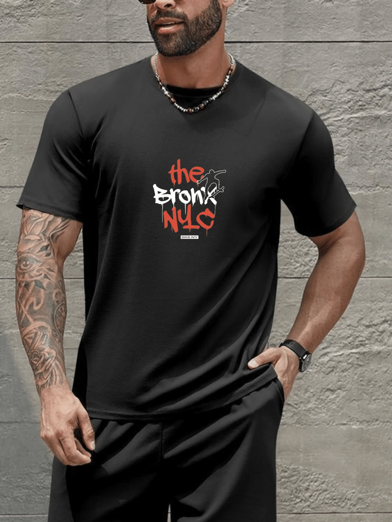 The Bronx New York City NYC Men's T-Shirt Premium 100% Cotton Shirt - 黑色 - 查看 1