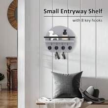 Key Holder For Wall - 11.8 Inch Apartment Wall Decor With Shelf And 8 Key Hooks, Circular Wood Key Hanger For Home Decor - 5 Hooks - View 8
