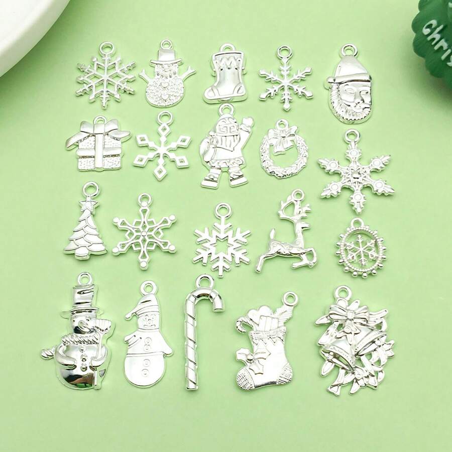 20 chiếc mặt dây chuyền hợp kim hình bông tuyết và ông già Noel cho vòng tay, khuyên tai, vòng cổ, phụ kiện trang trí Giáng sinh tự làm