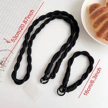2 件黑色短颈带和长颈带挂绳，耐用编织手机绳，适合户外运动，适合送给母亲、家人、朋友、生日、节日的男女通用礼物，手机挂饰，手机链 - 黑色長繩+短繩 - 查看 3