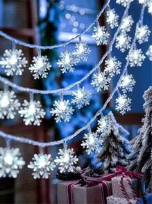 1 cái-Đèn dây hình bông tuyết cây thông Noel, Đèn dây trang trí hình bông tuyết, Đèn LED Giáng sinh, Đèn dây hình bông tuyết LED trắng ấm, Đèn trang trí tiệc, Chạy bằng pin, Đèn dây cắm trại ngoài trời, Trang trí lều - trắng - Xem 7