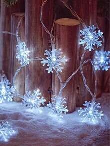 1 cái-Đèn dây hình bông tuyết cây thông Noel, Đèn dây trang trí hình bông tuyết, Đèn LED Giáng sinh, Đèn dây hình bông tuyết LED trắng ấm, Đèn trang trí tiệc, Chạy bằng pin, Đèn dây cắm trại ngoài trời, Trang trí lều - trắng - Xem 3