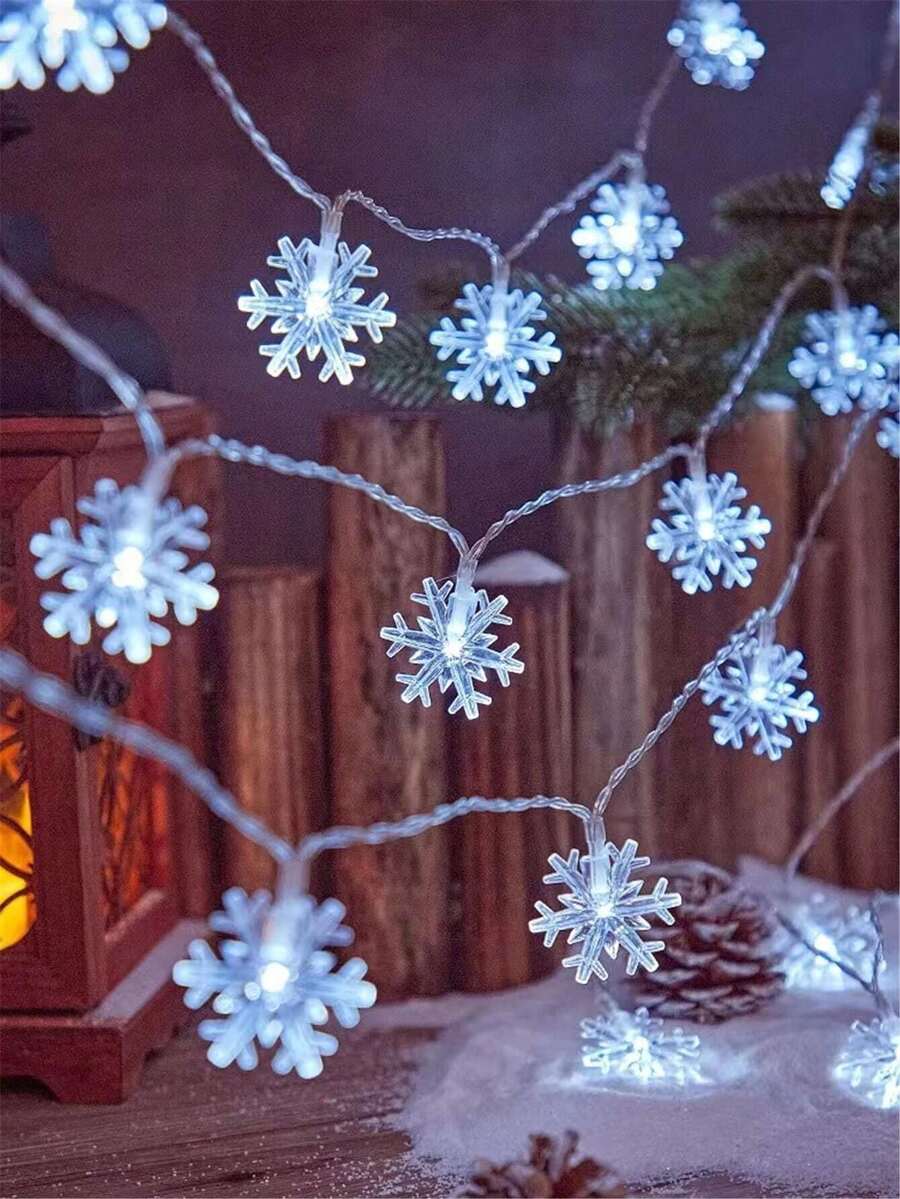 1 cái-Đèn dây hình bông tuyết cây thông Noel, Đèn dây trang trí hình bông tuyết, Đèn LED Giáng sinh, Đèn dây hình bông tuyết LED trắng ấm, Đèn trang trí tiệc, Chạy bằng pin, Đèn dây cắm trại ngoài trời, Trang trí lều