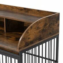 38'' Heavy Duty Dog Crate Furniture For Medium Dog With Lockable Wheels, Wooden Dog Crate Dog Kennel, End Table Crate With Double Layer Storage, Brown - 黑色 - 查看 7