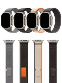 4PCS Compatible With Apple Watch Straps Men's And Women's 4-Color Combination Set Sports Breathable Soft Nylon Material Loop Hook And Loop Self-Adhesive Straps Compatible With Apple Watch 38/40/41/42/44/45/46/49mm42 (Series10) Straps Compatible With Apple Watch Ultra/10/9/8/7/6/5/SE/4/3 Straps Anti-Fouling, Sweat-Proof, Washable Easy To Wear And Replace Straps