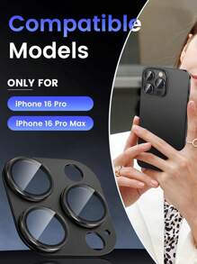 16Pro/16Pro Max Camera Lens Protector, Metal Aluminum Alloy Tempered Glass Camera Screen Protector Accessories, Compatible With Iphone 15Pro/16ProMax 2024 - Black - View 2