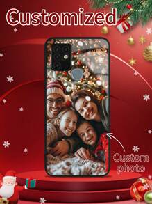 1 pieza Funda de teléfono de cristal de alta definición personalizada con foto compatible con Apple iPhone 16 Pro Max / Samsung S24 Ultra / Redmi / / OnePlus y otros modelos