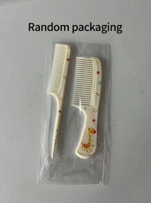 1 Set Cartoon Hair Comb Children Baby Mini Portable Animal Patterned Hair Comb Set Packaging Random - Yellow - View 3