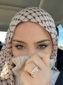 1pc Fashion Hijab Casual Women Chiffon Printed Arab Headscarf Turban Neck Scarf, Versatile Daily Wear Abaya Accessories - Multicolor - View 6