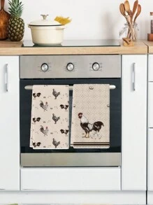 2pcs Chicken Kitchen Towels, Vintage Chicken Lady Dish Towels, Chicken Mom Gift, Farmhouse Kitchen Bathroom Decor, Birthday Christmas Housewarming Gifts For Chicken Lovers