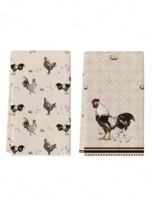 2pcs Chicken Kitchen Towels, Vintage Chicken Lady Dish Towels, Chicken Mom Gift, Farmhouse Kitchen Bathroom Decor, Birthday Christmas Housewarming Gifts For Chicken Lovers