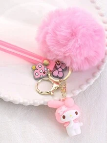 1 件卡通可爱钥匙扣、毛绒娃娃配件、动漫钥匙扣、柔软蓬松绒球钥匙扣、吊坠附件、卡通钥匙圈毛绒吊坠、生日、情人节、圣诞节礼物送给朋友