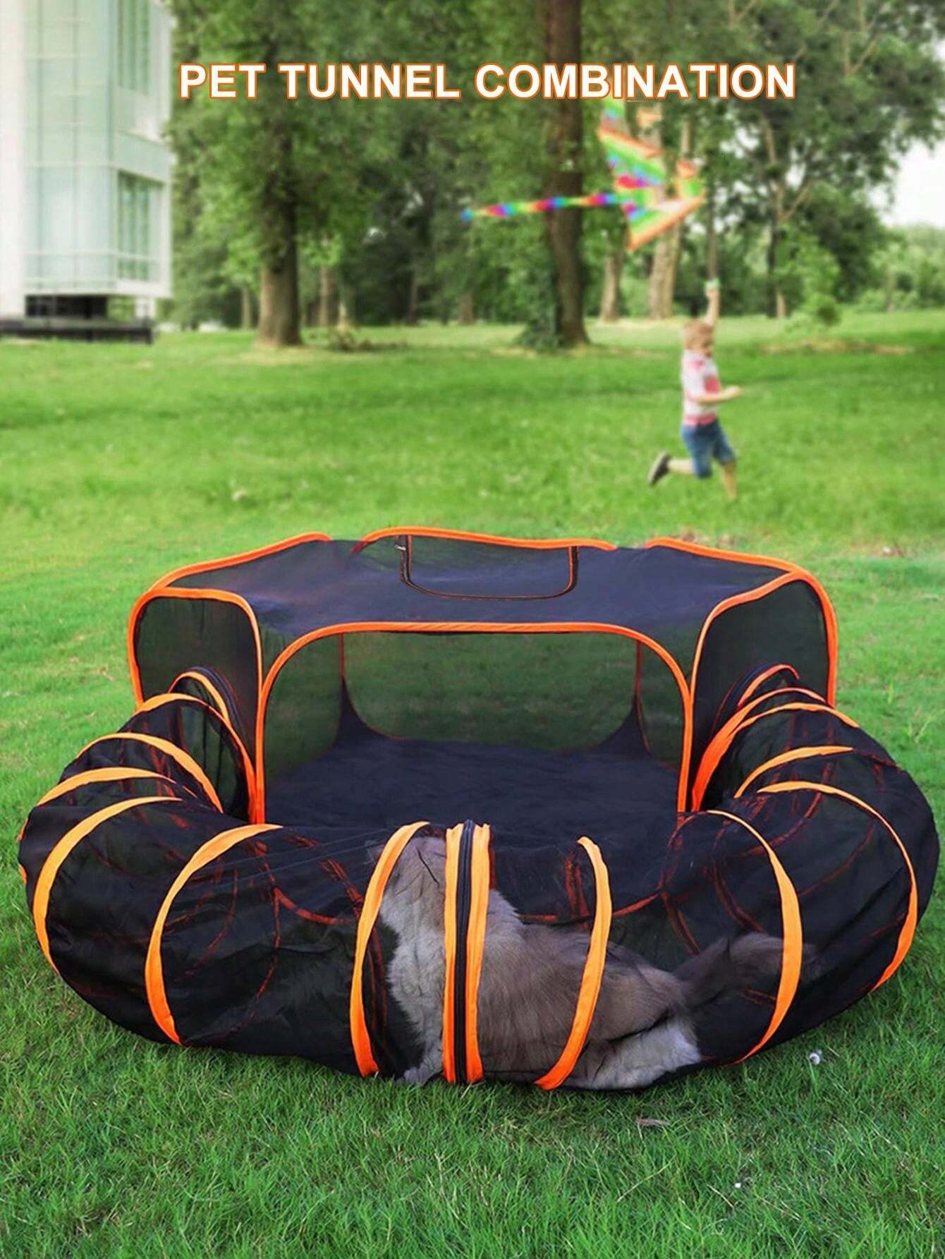 Enclosed Foldable Cat Tunnel, Portable Pet Tent For Cats And Dogs