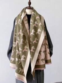 1pc Elegant 2024 Fashion Faux Cashmere Scarf, Winter Warm Scarf Shawl - Multicolor - View 5