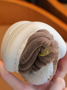 Fashionable Striped Slip-Resistant Warm Fuzzy Slippers For Students, Kids & Teens - Coffee Brown - View 2