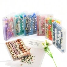 60 cái/hộp hạt tròn silicon đa diện tua rua da kết hợp để làm đồ trang sức DIY vòng tay thủ công vòng cổ bút nhựa chuỗi hạt chìa khóa túi điện thoại móc chìa khóa trang trí xe hơi vật dụng thủ công - Nhiều màu - Xem 2