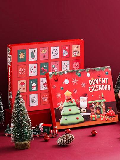 1 unidade Surpresa de Natal, Caixa de Presente Vazia com Calendário de Contagem Regressiva, Decoração de Natal, Criação de Atmosfera Natalina