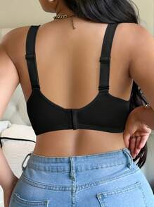 MIMILEMON Black Lace Plus Size Bra Women's Underwire Thin Padded Bra For Daily Wear - Black - View 6