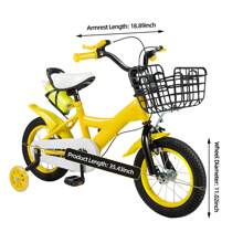 Yellow 12 Inch Bike Boy Girl Children's Bike Bike With Training Wheels Bike - Yellow - View 2