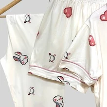 DUDA AMERICAN 3-PIECE PAJAMAS WITH HIGH-WAIST PANTS AND SHORTS - Nhiều màu - Xem 7