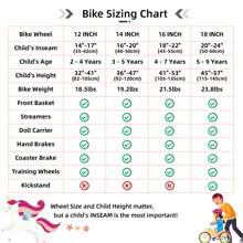 STITCH Unicorn 12/14/16/18 Inch Girls Bike For 2-9 Years Old Kids, Princess Child Bicycle With Stabilisers, Basket, Doll Bike Seat & Streamers, 18" With Kickstand (Pink, Mint Green & Fuchsia) - Pink - View 11