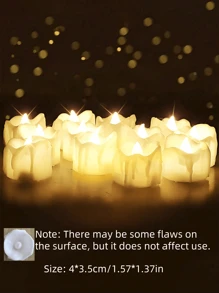 12 piezas - Velas de té LED sin llama a batería, vela electrónica de simulación LED flamé, luz decorativa para mesa para fiesta, boda, cumpleaños, vacaciones y propuesta de matrimonio, lámpara de atmósfera romántica para decoración de mesa de boda y restaurante, campamento, aniversario, decoración central de la mesa, funeraria, Halloween, Navidad, Decoración de Halloween
