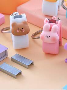 1pc Cute Cartoon Mini Stapler Portable Small Stapler With Keychain Student Office Prize Exquisite And Compact Back To School,Back To School,School Supplies