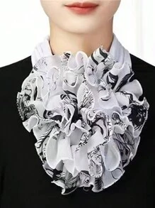 1 pieza Snood de mujer de gasa arrugada, cuello falso, bufanda con protección para el cuello, de seda versátil y elegante, adecuada para el uso diario y actividades al aire libre, Día de San Valentín