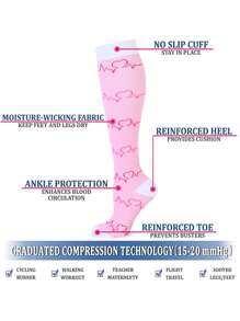 6 pares de calcetines de compresión para mujer, con patrones lindos, calcetines deportivos de tubo alto transpirables y atléticos, calcetines de compresión para mujer adecuados para correr, ciclismo, senderismo, viajes, para el gimnasio, otoño