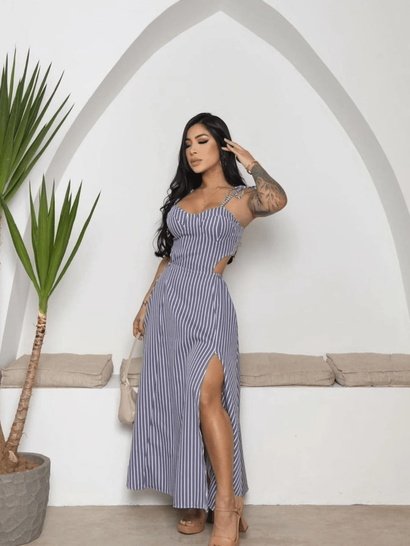 ELEGANT LONG DRESS FOR WOMEN CASUAL FASHION - 灰色 - 查看 1