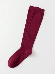 1Pair Solid Color Casual Women's Mid Tube Socks Sweat Absorbing Elastic Calf Socks High Waisted Long Socks Women Comfortable Daily Commuting Home Socks Essential For Autumn And Winter