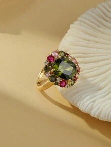 1 件彩色绿色方晶锆石戒指，适合女士特别感兴趣的婚礼派对华丽配饰女性珠宝 - 戒指 - 查看 4