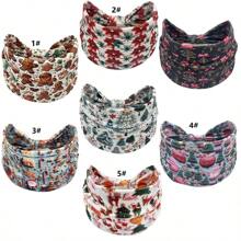 1 件圣诞印花头带，弹力头带，节日派对卡通圣诞老人头巾发饰头巾头带吸汗带