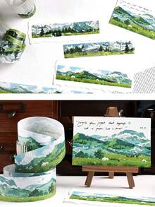 1pc 纸卷胶带 自由生活系列 美丽风景日记剪贴簿杂志装饰贴纸装饰手机杯 - 彩色 - 查看 2