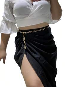 1条女士优雅性感奢华金色腰链，饰有小锁扣，条纹交叉单层腰带。适合搭配连衣裙、半身裙，日常通勤、朋友聚会、度假、晚宴等场合。是送给朋友、母亲、家人、女友、生日、情人节的绝佳礼物。适合夏季、秋季、万圣节等各种场合。 - 金色 - 查看 6