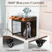 Dog Crate Furniture, Wooden Dog Crate End Table, 38.4 Inch Dog Kennel With 2 Drawers Storage, Heavy Duty Dog Crate, Decorative Pet Crate Dog Cage For Large Indoor Use (Rustic Brown/Grey) 38.4" L*23.2" W*35 - 灰色 - 查看 7
