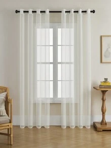 1 件薄纱窗帘，圣诞薄纱窗帘带索环，滤光窗帘，半透明窗帘，家庭/办公室使用，纯色轻质奢华现代涤纶薄纱窗帘，滤光，卧室/客厅/阳台，防紫外线 - 白色 - 查看 3