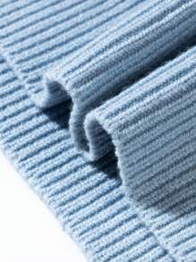 ANDREILEE 春秋个性化街头美式字母抽象卡通图案背心无袖毛衣休闲宽松时尚百搭圆领套头针织吊带衫 - 藍色 - 查看 7